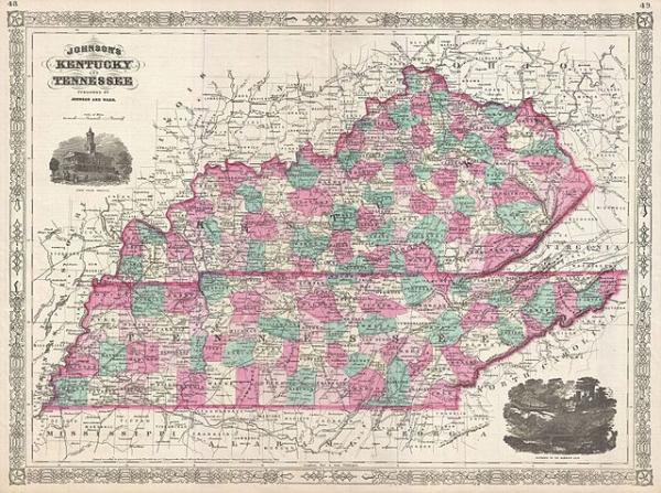 Карта штатов Кентуки и Теннесси (wikimedia)