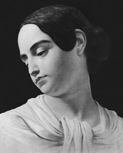 Вирджиния По. Акварель после ее смерти в 1847 году.	