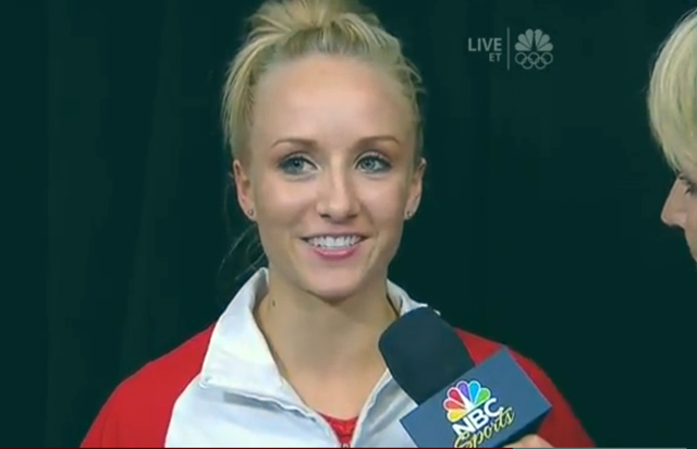 Настя Люкина дает прощальное интервью каналу NBC после досадной ошибки, не позволившей ей попасть в сборную олимпийскую команду США по спортивной гимнастике