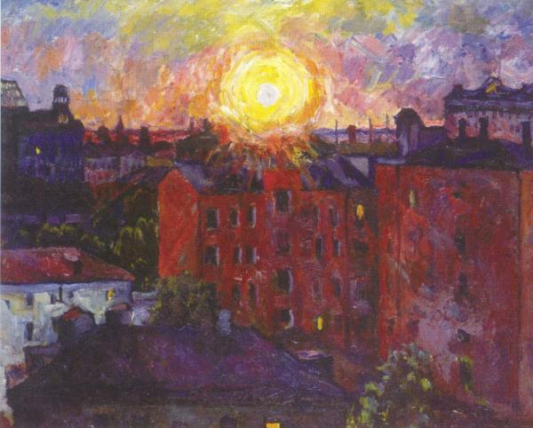 А.Лентулов. "Солнце над крышами. Закат" (1928)