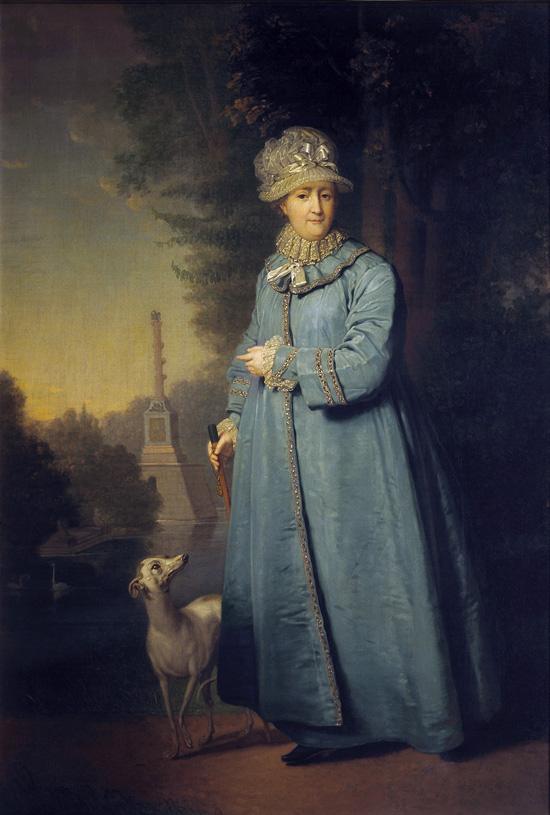 Екатерина II (Великая, 1729-1796) на прогулке в Царскосельском парке. Картина художника Владимира Боровиковского, 1794 год.