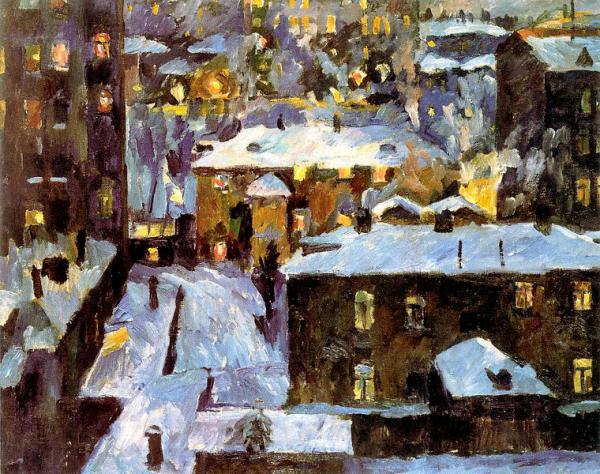 А.Лентулов. «Ночь на Патриарших прудах» 1928 г.