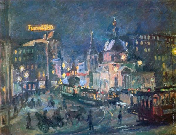 А.Лентулов. Москва. Страстная площадь» (1928, ГРМ)