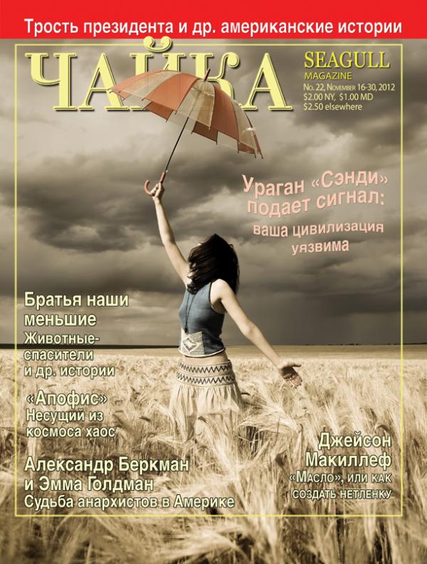 Обложка журнала «Чайка». № 22, 16-30 октября 2012 г. Фото Владимира Никулина (Одесса).