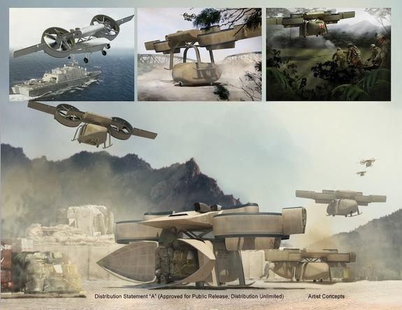 Так художник из агентства DARPA изобразил то, что смогут новые военные дроны