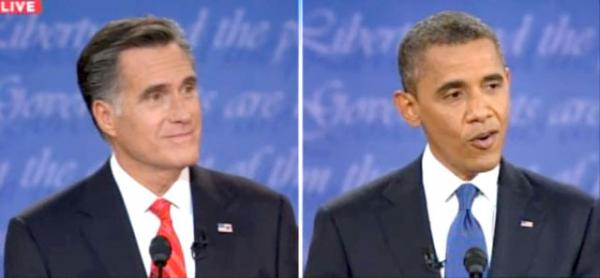 Митт Ромни и Барак Обама на первых президентских дебатах 3 октября в Денвере, Колорадо. Photo Courtesy: ABCNews/Seagull Publications