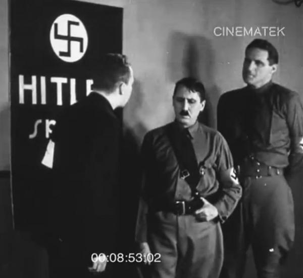 Кадр из восстановленного документального фильма Корнелиуса Вандербильта-младшего «Гитлер: верховенство террора», содержащего интервью с Гитлером