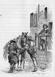 Одна из первых иллюстраций к роману Александра Дюма «Три мушкетера» была сделана известным французским кудожником Морисом Лелуаром