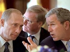 Буш и Путин. Фото сделано во время первого срока президента Буша.