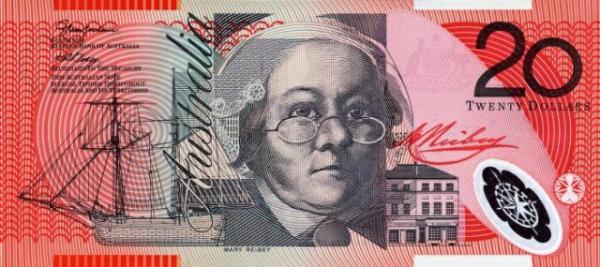 Двадцатидолларовая банкнота Австралии с портретом Мэри Рэйби.