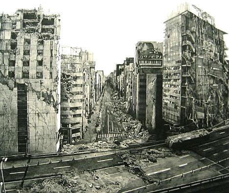 Иллюстрация Хисахару Мотода (Artwork by Hisaharu Motoda «Neo-Ruins» series of lithographs) Иллюстрация Хисахару Мотода (Artwork by Hisaharu Motoda «Neo-Ruins» series of lithographs)
