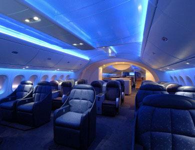 «Лайнер мечты» Боинг-787. Салон бизнес-класса.