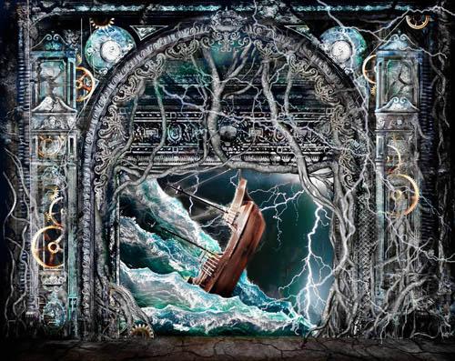 Рисунки декораций и костюма к пастишу «Зачарованный остров»  в Метрополитен-опере.  Courtesy Julian Crouch  
