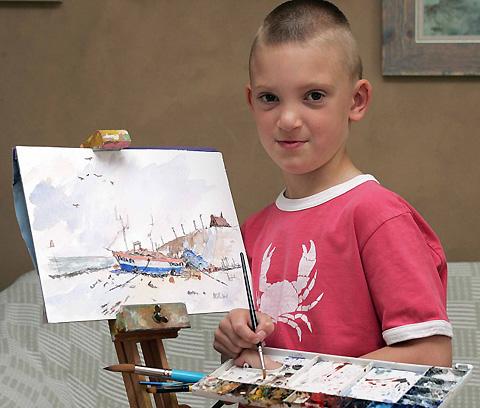 9-летний художник Кирон Уильямсон, работы которого сравнивают с работами Клода Моне 