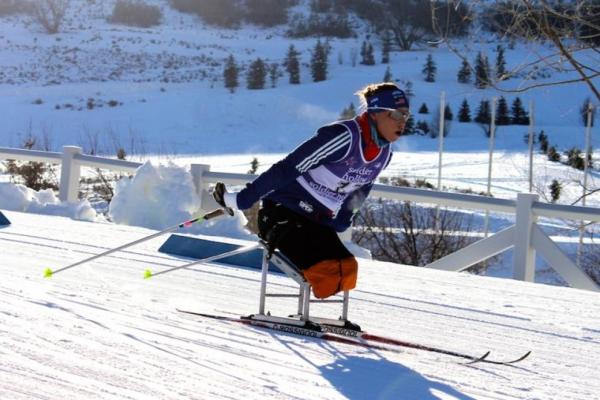 Оксана Мастерс на лыжной дистанции на отборочных соревнованиях паралимпийской сборной США, в штате Юта (Soldier Hollow, Utah). Январь 2014 г.