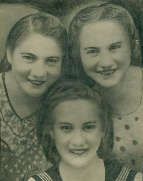 Три сестры: Справа — Мэра, слева — Доба, в центре — Белла 1940 г. 